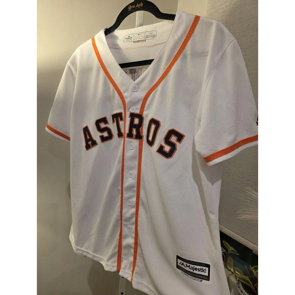 BASEBALL HOUSTON ASTROS SHIRT MAJESTIC SIZE L ADULT SPRINGER 4 World Series 2019